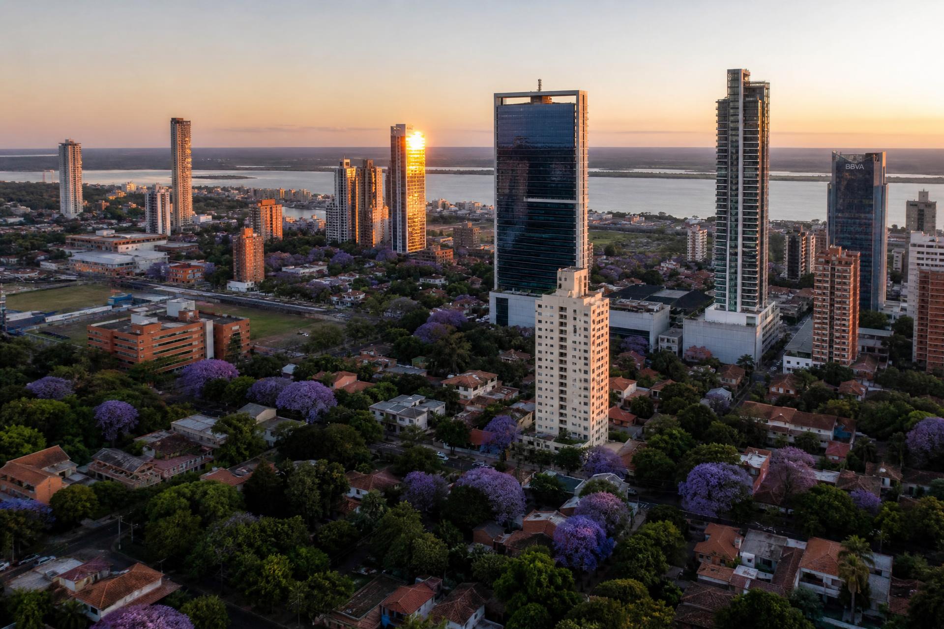 Skyline de Asunción con el río Paraguay